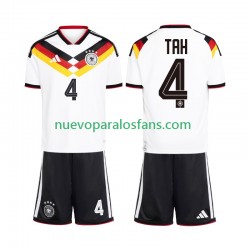Camiseta de Fútbol Alemania Jonathan Tah 4 Niño Casa Copa Mundial 2026 Manga Corta