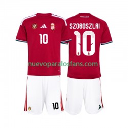 Camiseta de Fútbol Hungría Szoboszlai 10 Niño Casa Copa Mundial 2026 Manga Corta