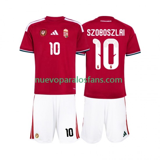 Camiseta de Fútbol Hungría Szoboszlai 10 Niño Casa Copa Mundial 2026 Manga Corta