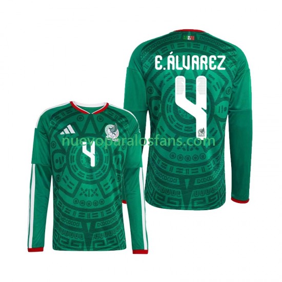 Camiseta de Fútbol México Edson Alvarez 4 Hombre Casa Copa Mundial 2026 Manga Larga