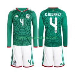 Camiseta de Fútbol México Edson Alvarez 4 Niño Casa Copa Mundial 2026 Manga Larga