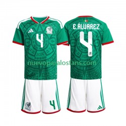 Camiseta de Fútbol México Edson Alvarez 4 Niño Casa Copa Mundial 2026 Manga Corta