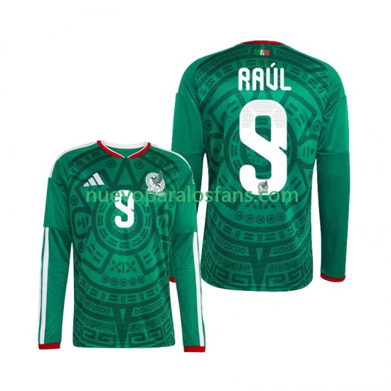 Camiseta de Fútbol México Raul Jimenez 9 Hombre Casa Copa Mundial 2026 Manga Larga