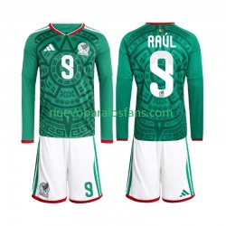 Camiseta de Fútbol México Raul Jimenez 9 Niño Casa Copa Mundial 2026 Manga Larga