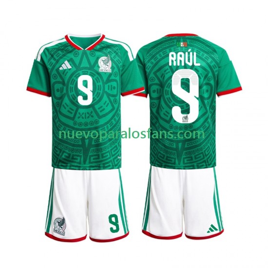Camiseta de Fútbol México Raul Jimenez 9 Niño Casa Copa Mundial 2026 Manga Corta