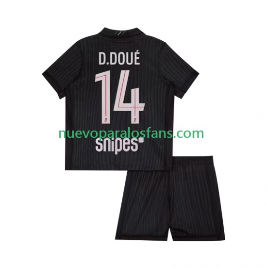 Camiseta de Fútbol Paris Saint-Germain Desire Doue 14 Niño Cuarto 2025-2026 Manga Corta