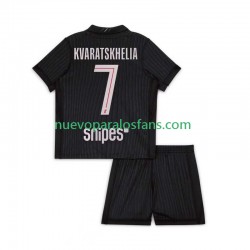 Camiseta de Fútbol Paris Saint-Germain Khvicha Kvaratskhelia 7 Niño Cuarto 2025-2026 Manga Corta