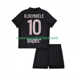 Camiseta de Fútbol Paris Saint-Germain Ousmane Dembele 10 Niño Cuarto 2025-2026 Manga Corta