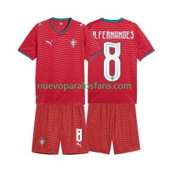Camiseta de Fútbol Portugal Bruno Fernandes 8 Niño Casa Copa Mundial 2026 Manga Corta