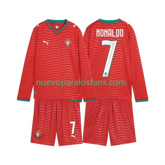 Camiseta de Fútbol Portugal Cristiano Ronaldo 7 Niño Casa Copa Mundial 2026 Manga Larga