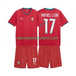 Camiseta de Fútbol Portugal Rafael Leao 17 Niño Casa Copa Mundial 2026 Manga Corta