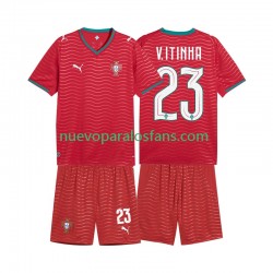 Camiseta de Fútbol Portugal Vitinha 23 Niño Casa Copa Mundial 2026 Manga Corta