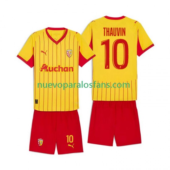 Camiseta de Fútbol RC Lens Florian Thauvin 10 Niño Casa 2025-2026 Manga Corta