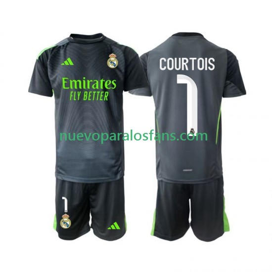 Camiseta de Fútbol Real Madrid Thibaut Courtois 1 Portero Niño Tercera 2025-2026 Manga Corta