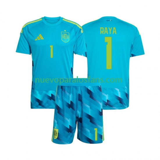 Camiseta de Fútbol España David Raya 1 Portero Niño Casa Copa Mundial 2026 Manga Corta