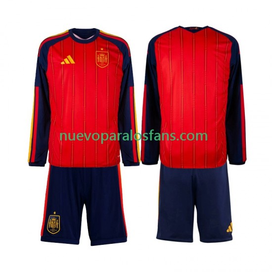 Camiseta de Fútbol España Niño Casa Copa Mundial 2026 Manga Larga