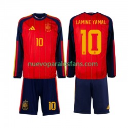 Camiseta de Fútbol España Lamine Yamal 10 Niño Casa Copa Mundial 2026 Manga Larga