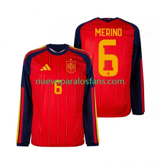 Camiseta de Fútbol España Mikel Merino 6 Hombre Casa Copa Mundial 2026 Manga Larga