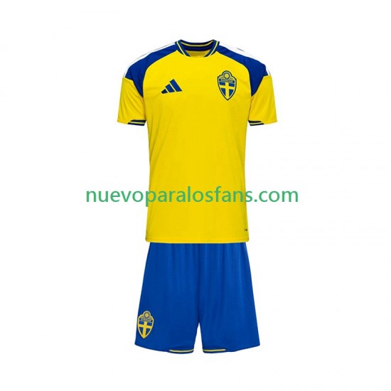 Camiseta de Fútbol Suecia Niño Casa 2026 Manga Corta