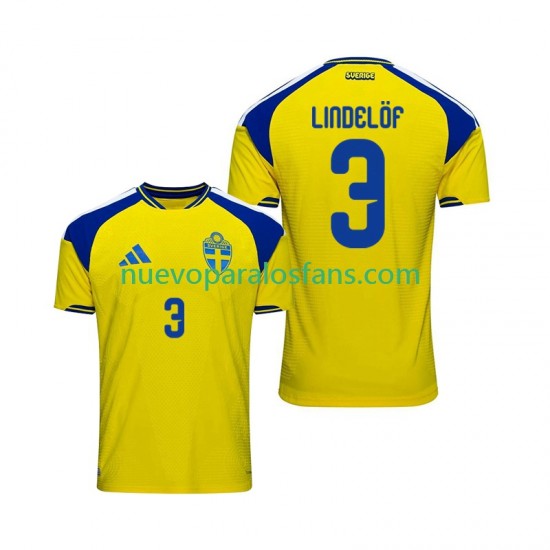 Camiseta de Fútbol Suecia Victor Lindelof 3 Hombre Casa 2026 Manga Corta