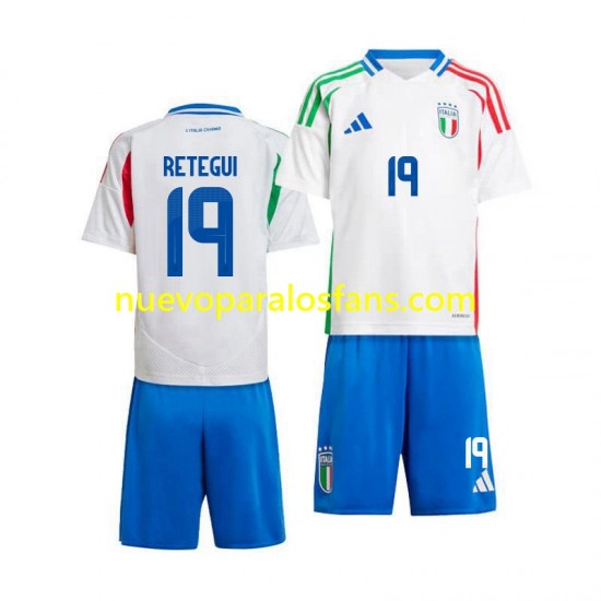 Camiseta de Fútbol Italia Mateo Retegui 19 Niño Exterior 2024 Manga Corta