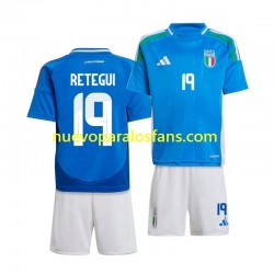 Camiseta de Fútbol Italia Mateo Retegui 19 Niño Casa 2024 Manga Corta
