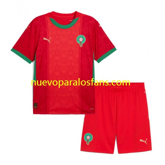 Camiseta de Fútbol Marruecos Niño Casa 2024 Manga Corta