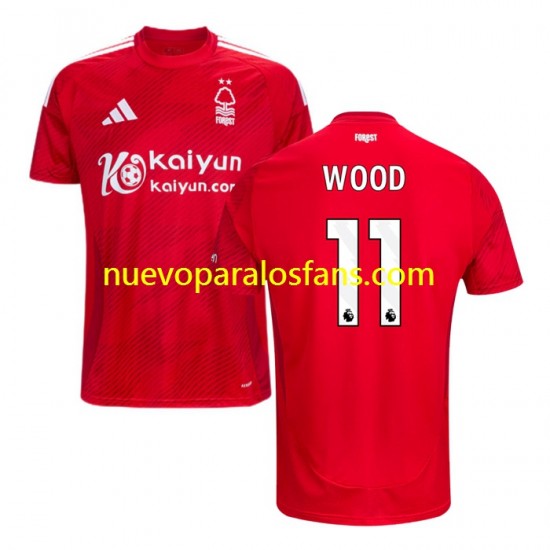 Camiseta de Fútbol Nottingham Forest Chris Wood 11 Hombre Casa 2024-2025 Manga Corta