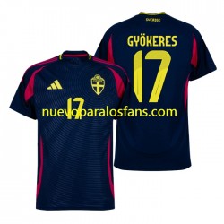 Camiseta de Fútbol Suecia Viktor Gyokeres 17 Hombre Exterior 2024 Manga Corta