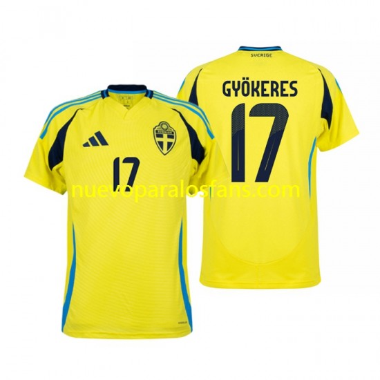 Camiseta de Fútbol Suecia Viktor Gyokeres 17 Hombre Casa 2024 Manga Corta