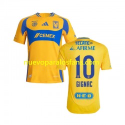 Camiseta de Fútbol Tigres UANL Gignac 10 Hombre Casa 2024-2025 Manga Corta