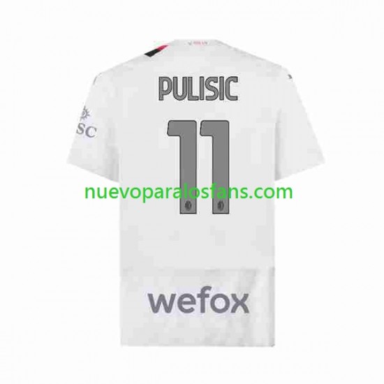Camiseta de Fútbol AC Milan Christian Pulisic 11 Hombre Exterior 2023-2024 Manga Corta