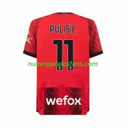 Camiseta de Fútbol AC Milan Christian Pulisic 11 Hombre Casa 2023-2024 Manga Corta