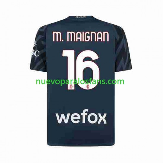 Camiseta de Fútbol AC Milan Mike Maignan 16 Portero Hombre Tercera 2023-2024 Manga Corta