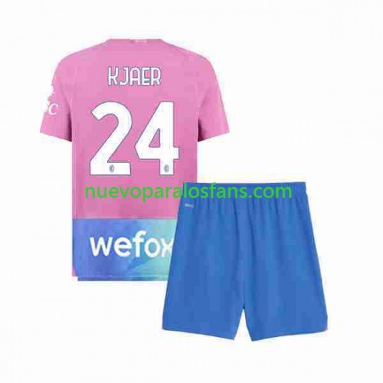 Camiseta de Fútbol AC Milan Simon Kjaer 24 Niño Tercera 2023-2024 Manga Corta