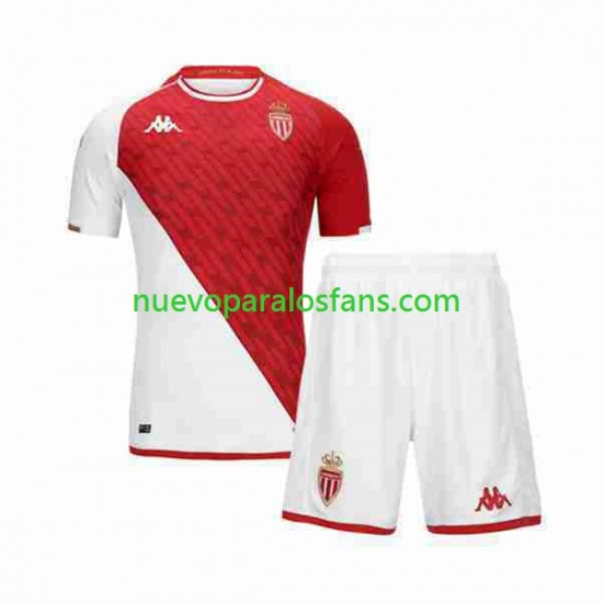 Camiseta de Fútbol AS Monaco Niño Casa 2023-2024 Manga Corta