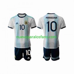 Camiseta de Fútbol Argentina Maradona 10 2019-2020 Niño Casa Manga Corta