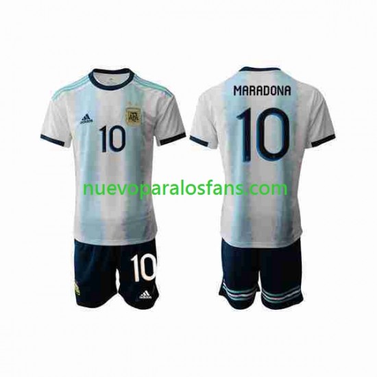 Camiseta de Fútbol Argentina Maradona 10 2019-2020 Niño Casa Manga Corta