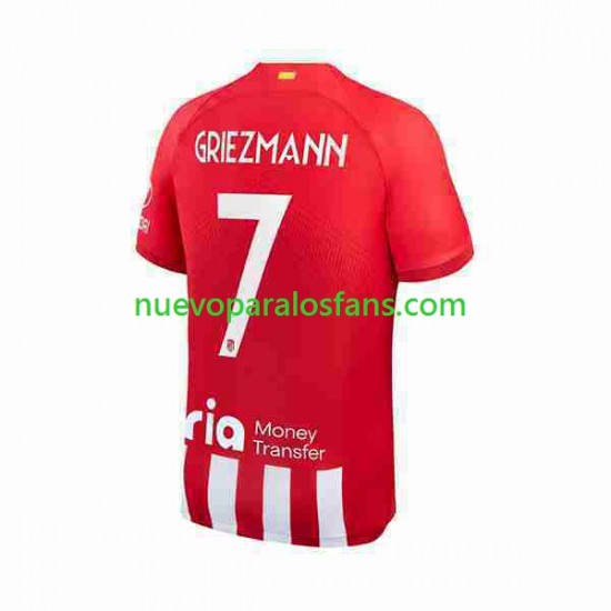 Camiseta de Fútbol Atlético Madrid 2 Antoine Griezmann 7 Hombre Casa 2023-2024 Manga Corta