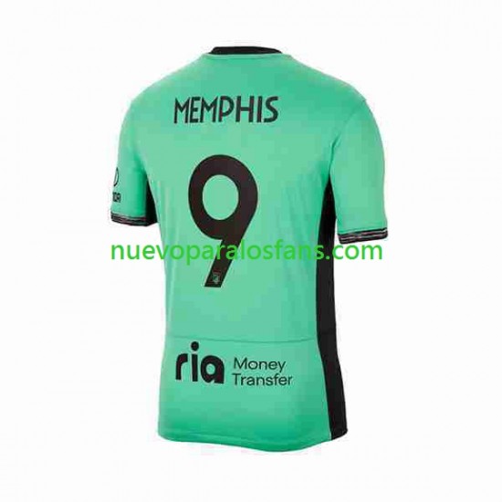 Camiseta de Fútbol Atlético Madrid 2 Memphis Depay 9 Hombre Tercera 2023-2024 Manga Corta