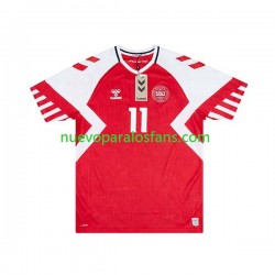 Camiseta de Fútbol Dinamarca Rasmus Hojlund 11 Hombre Casa 2023-2024 Manga Corta