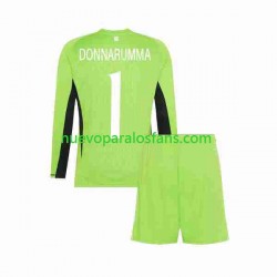 Camiseta de Fútbol Italia Donnarumma 1 Portero Niño Casa 2023 Manga Larga