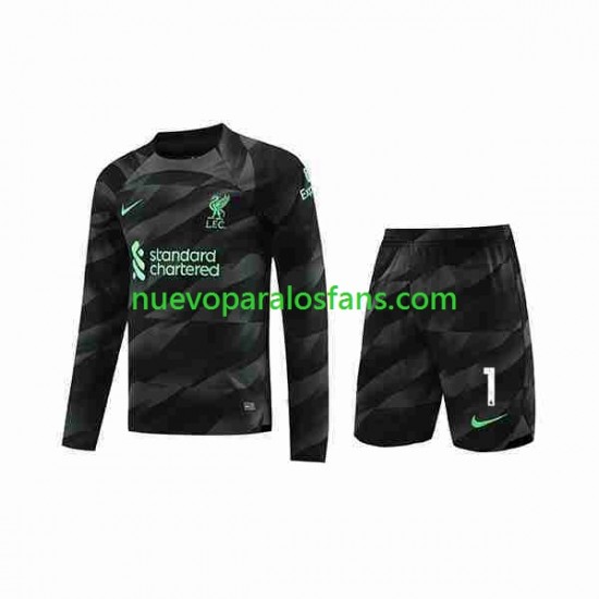 Camiseta de Fútbol Liverpool A.Becker 1 Portero Niño Exterior 2023-2024 Manga Larga