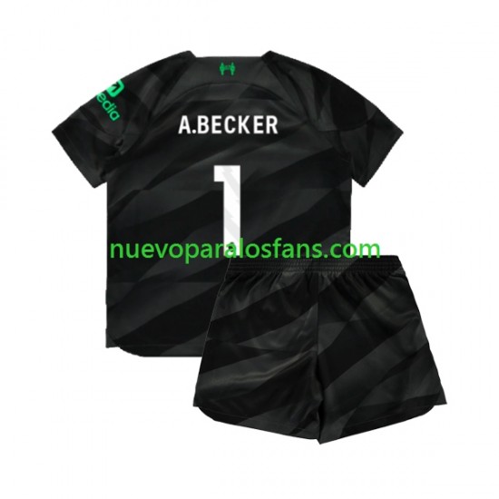 Camiseta de Fútbol Liverpool A.Becker 1 Portero Niño Exterior 2023-2024 Manga Corta