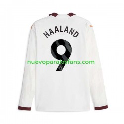 Camiseta de Fútbol Manchester City Erling Haaland 9 Hombre Exterior 2023-2024 Manga Larga