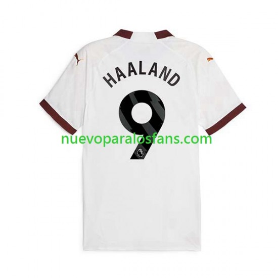 Camiseta de Fútbol Manchester City Erling Haaland 9 Hombre Exterior 2023-2024 Manga Corta