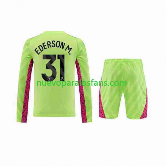 Camiseta de Fútbol Manchester City Ederson Moraes 31 Portero Niño Tercera 2023-2024 Manga Larga