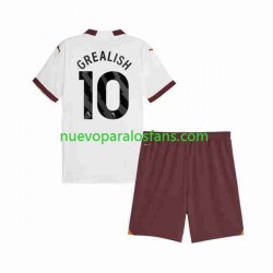 Camiseta de Fútbol Manchester City Jack Grealish 10 Niño Exterior 2023-2024 Manga Corta