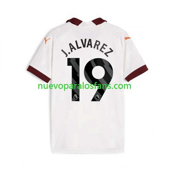 Camiseta de Fútbol Manchester City Julian Alvarez 19 Hombre Exterior 2023-2024 Manga Corta
