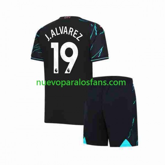 Camiseta de Fútbol Manchester City Julian Alvarez 19 Niño Tercera 2023-2024 Manga Corta